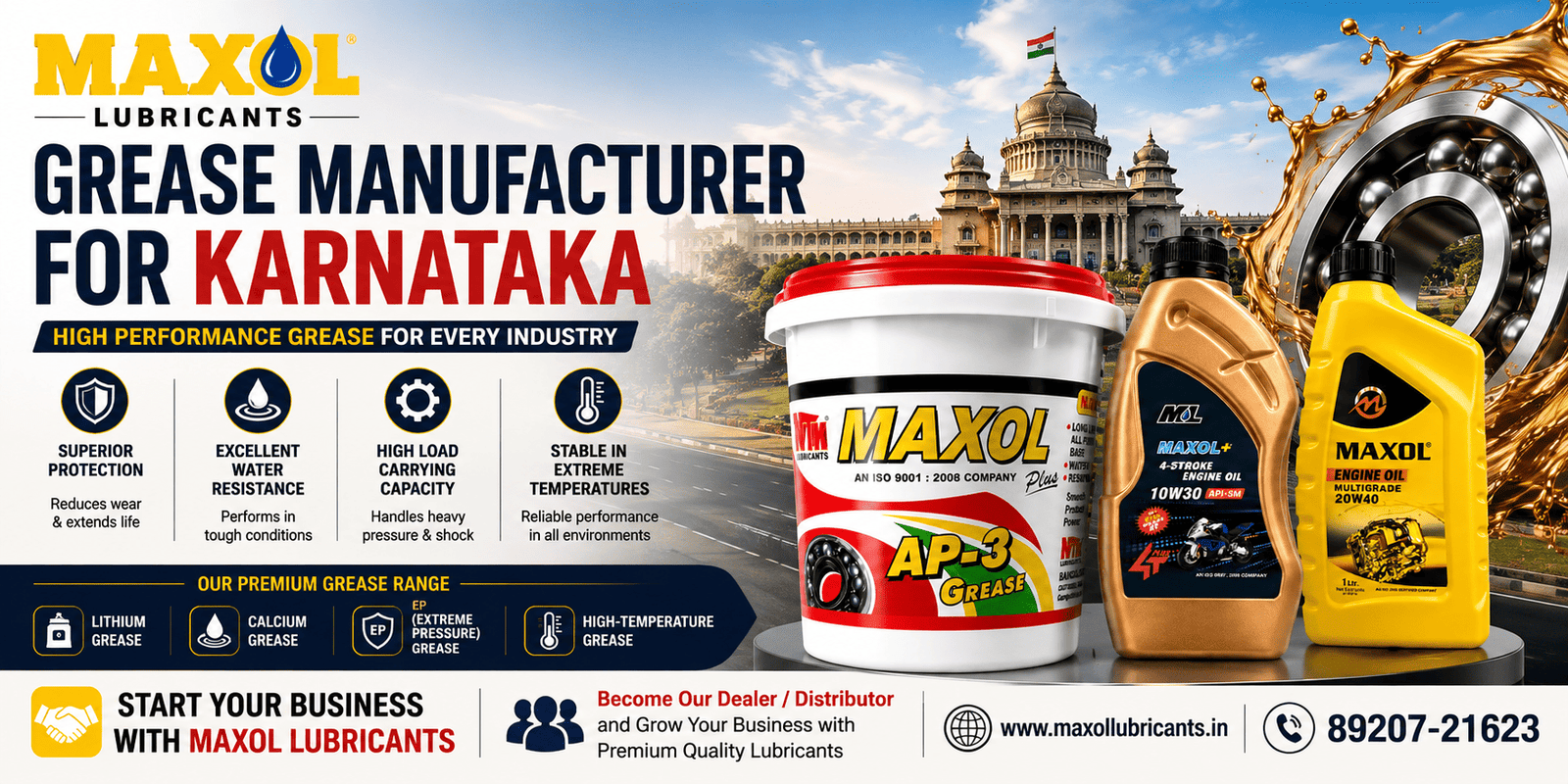 Grease Manufacturer for Karnataka – Quality Lubrication Solutions by Maxol Lubricants
